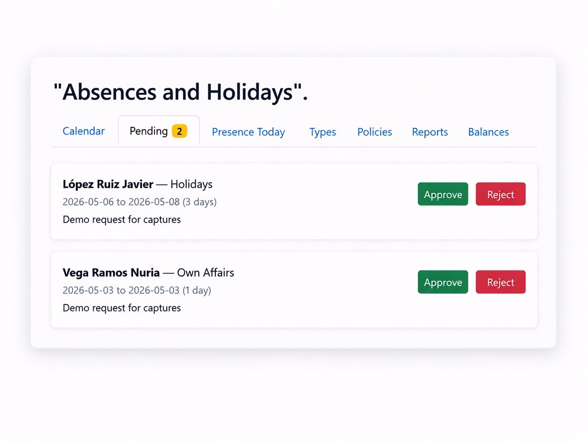 Absences and holidays under control