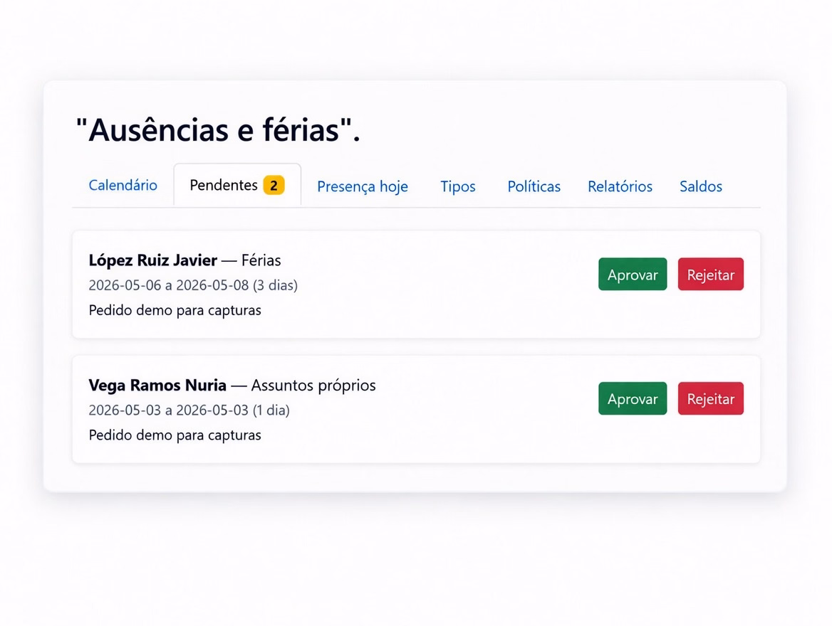Ausencias e ferias sob controlo