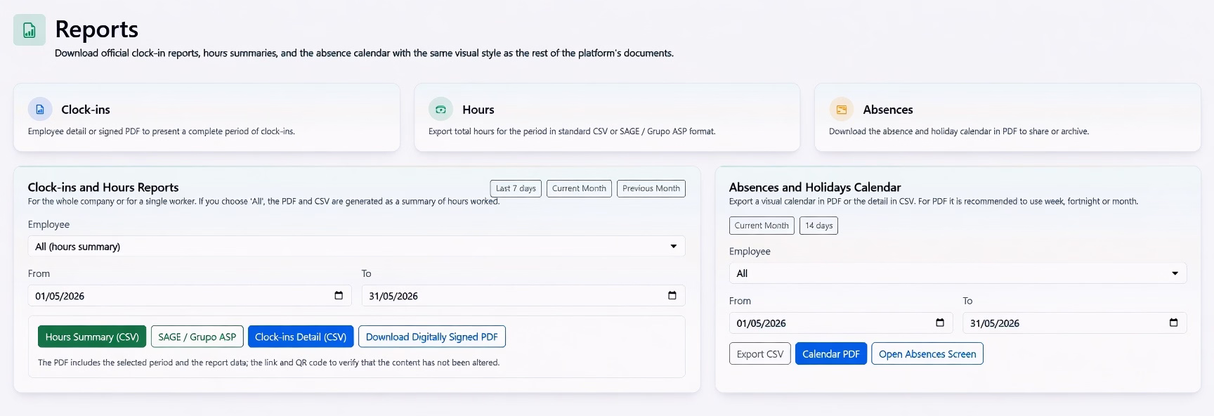 Official reports, ready to review, export and verify
