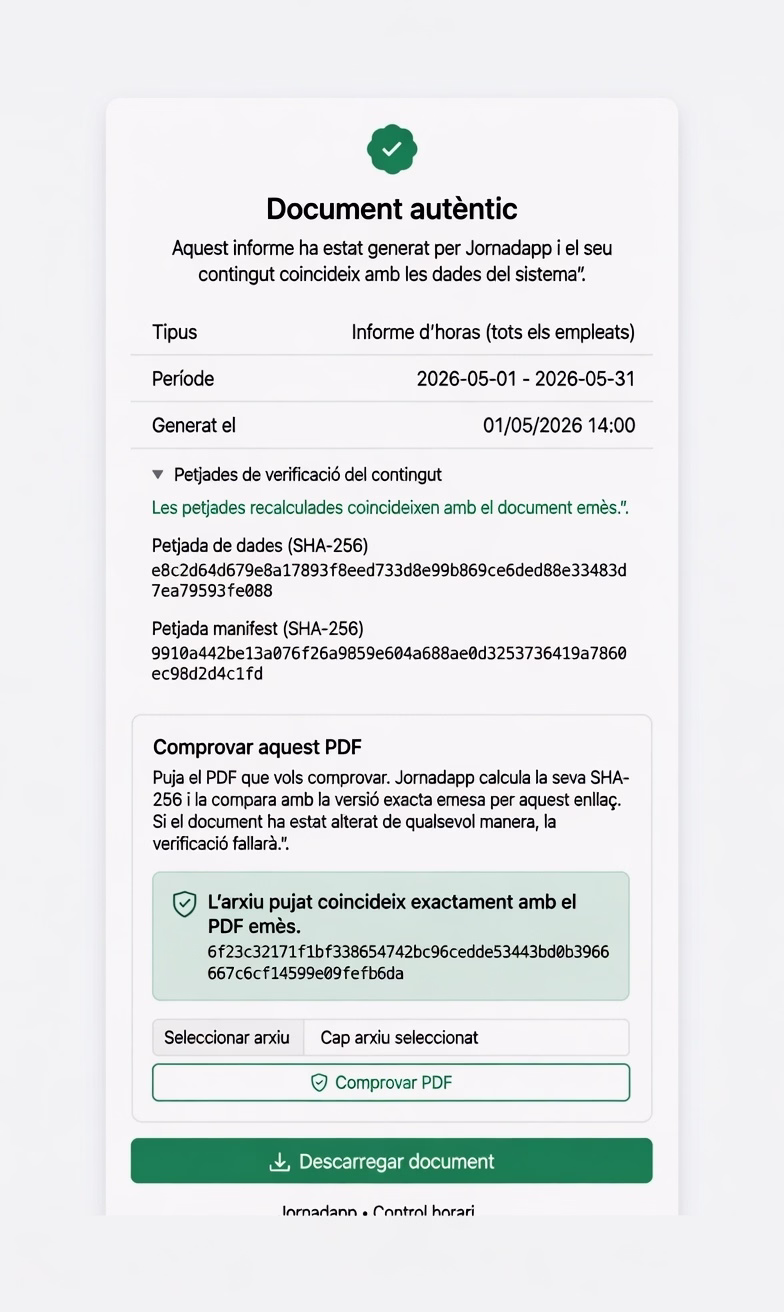 Informes oficials, llestos per revisar, exportar i verificar