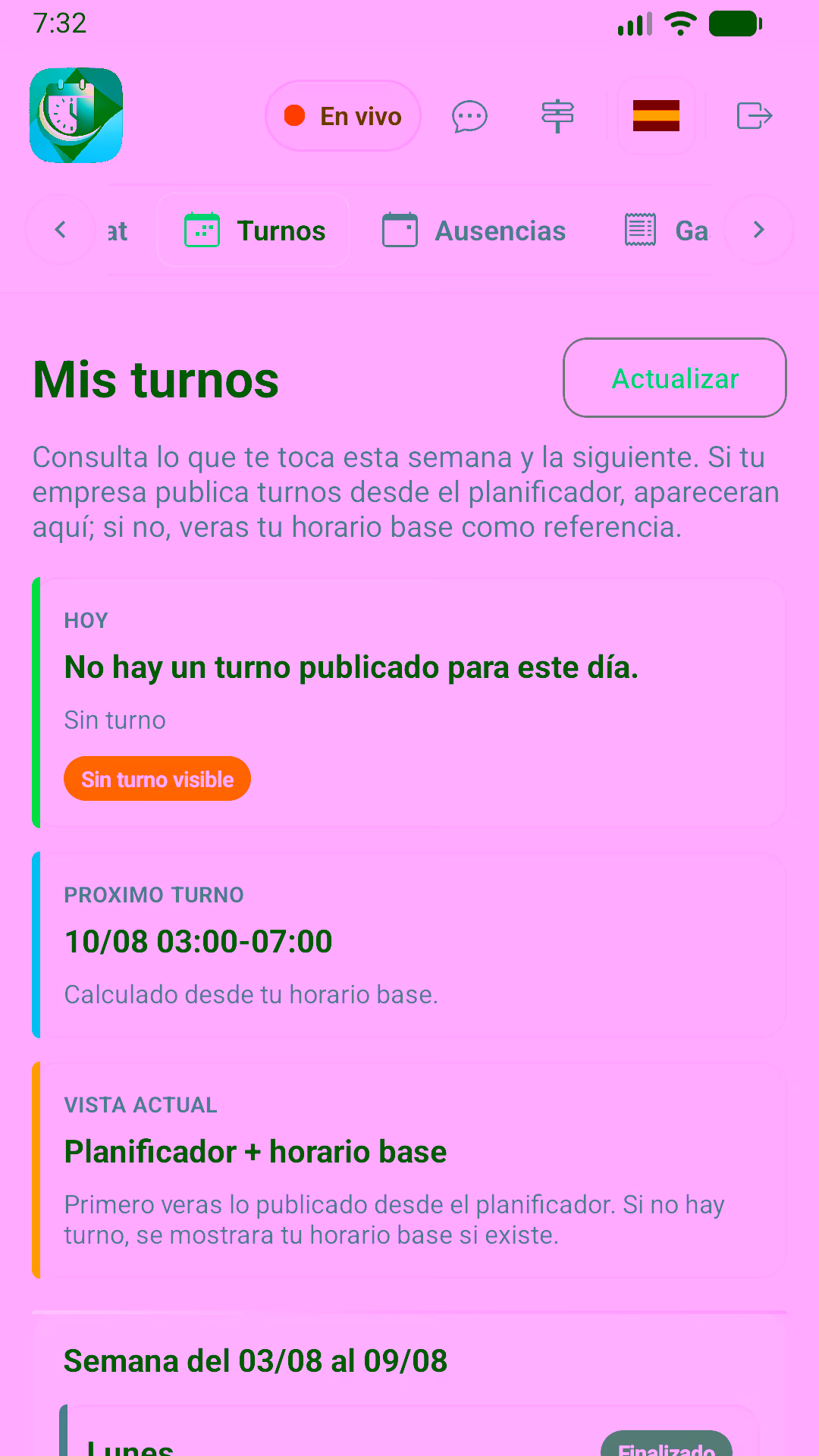 Turnos y ausencias